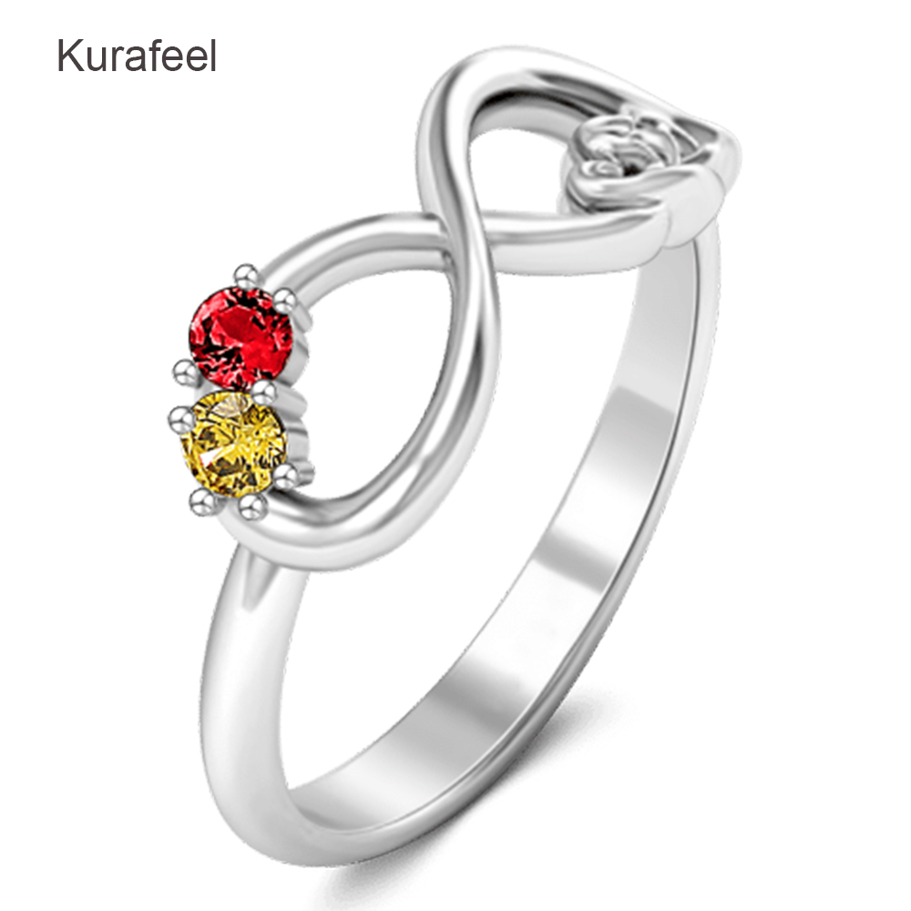 Infinity Shape Birthstone 925 Sterling Silver Women Ring
